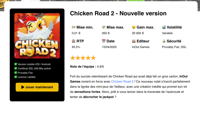 Chicken Road 2 Avis & test : Mini-jeu Fiable ou Grosse Arnaque ? 